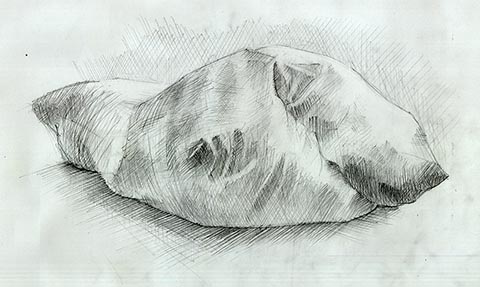 Kissen. Alexander Babel, Bleistift, 10/2009, 62 × 43 cm. Fachhochschule Frankfurt am Main.