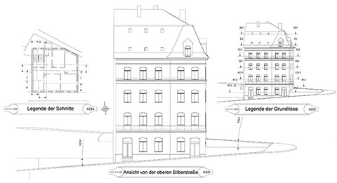 Blick auf das Haus Dietel von der Oberen Silberstraße, Greiz.
