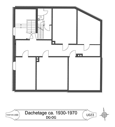 Grundriss des Dachgeschosses des Hauses Dietel (1930–1970), Greiz.