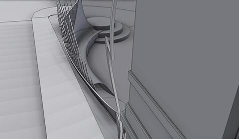 Вид сверху на Иштвандук (Istvandukt) на Иштванплатце в Грайце, скамья, ступеньки. 3D Modell.