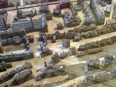 Макет городских застроек конца девятнадцатого века. С северной стороны.