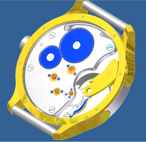 Entwurf eines Armbanduhrwerks.