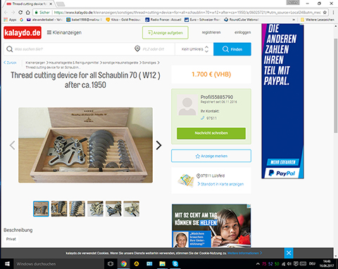 Gewindeschneidapparat Schaublin 70, falsches Inserat.